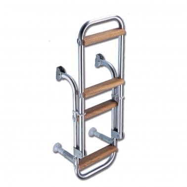 Drabinka inox z drewnianymi stopniami - 4-stopniowa