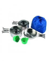 Zestaw naczyń turystycznych stal 2 osoby Mil-Tec
