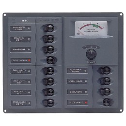 902-AM Rozdzielnica elektryczna 12 obwodowa z woltomierzem 12V