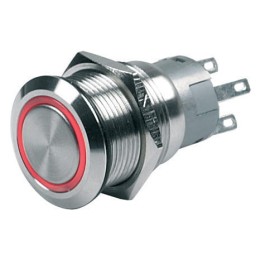 Włącznik nierdzewny ON/OFF, czerwony LED, 12V