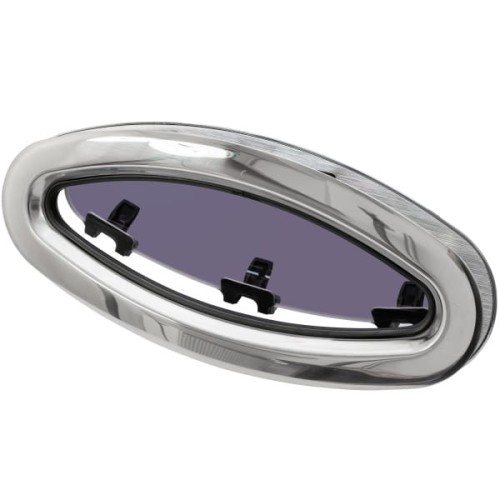 Okno jachtowe Lewmar SS8 otwierane - 196x452 mm, stalowe, srebrna ramka, eliptyczne