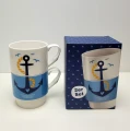 Dwa kubki z kotwicą - zestaw upominkowy