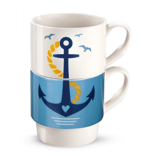 Dwa kubki z kotwicą - zestaw upominkowy