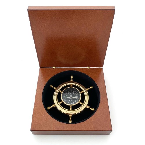 Kompas "koło sterowe" w drewnianym pudełku