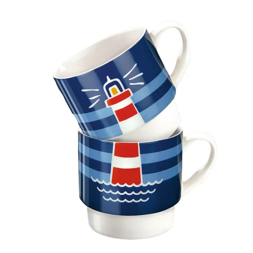 Dwa kubki z latarnią morską - zestaw upominkowy
