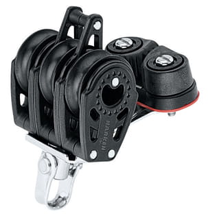 Blok Harken Carbo AirBlock potrójny / zacisk / dolny wspornik