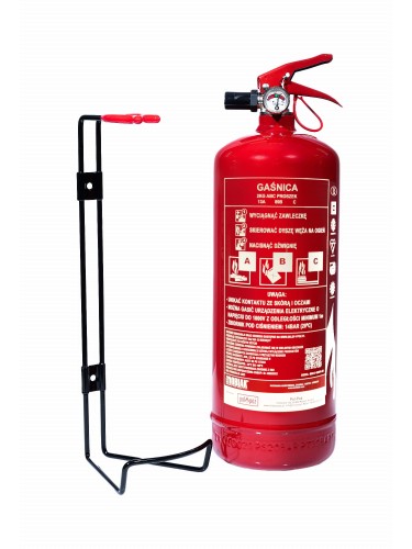 Gaśnica proszkowa ABC 2 kg z certyfikatem MED + uchwyt