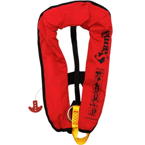 Kamizelka ratunkowa automatyczna Lalizas Sigma 170N, uprząż D-ring i pas krokowy - czerwona