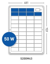 Panel solarny Solara S200M43 serii M, 50 W, 12V, klasa morska, wyście kablowe na górze