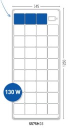 panel solarny Solara S575M35/S serii Power M 130W, 12V, klasa morska, wyście kablowe z tyłu