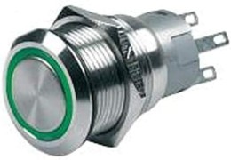 Włącznik on-off, zielony LED, 12V