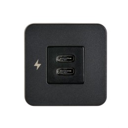 Podwójne gniazdo ładowania wewnętrznego USB-C, seria TILE, 12/24V - czarna ramka