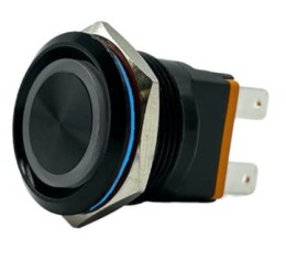 Czarny wyłącznik aluminiowy 15 A, chwilowy z niebieską diodą