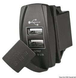 Przełącznik dwupozycyjny Marina USB podwójny