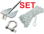 Zestaw kotwiczny: kotwica francuska (typu Britany), szekla 6 mm, lina 30 m