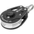 ALLEN Blok z mechanizmem zapadkowym Pro, aluminium 40 mm, lina 6 mm, przełączalny, szekla obrotowa