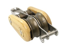BARTON Victory blok podwójny kulisty z drewna, o wymiarach 45 mm, kabłąk górny/uchwyt w kształcie litery U