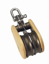 BARTON blok podwójny kulisty z drewnem, 45 mm, szekla obrotowa