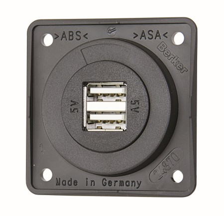 BERKER Podwójne gniazdo USB-A Integro Flow 12/24 V 2x2,5 A, antracytowy matowy