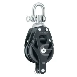 Bloczek Harken podwójny aluminiowy 80 mm z krętlikiem i zaczepem