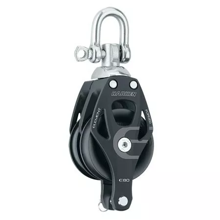 Bloczek Harken podwójny aluminiowy 80 mm z krętlikiem i zaczepem